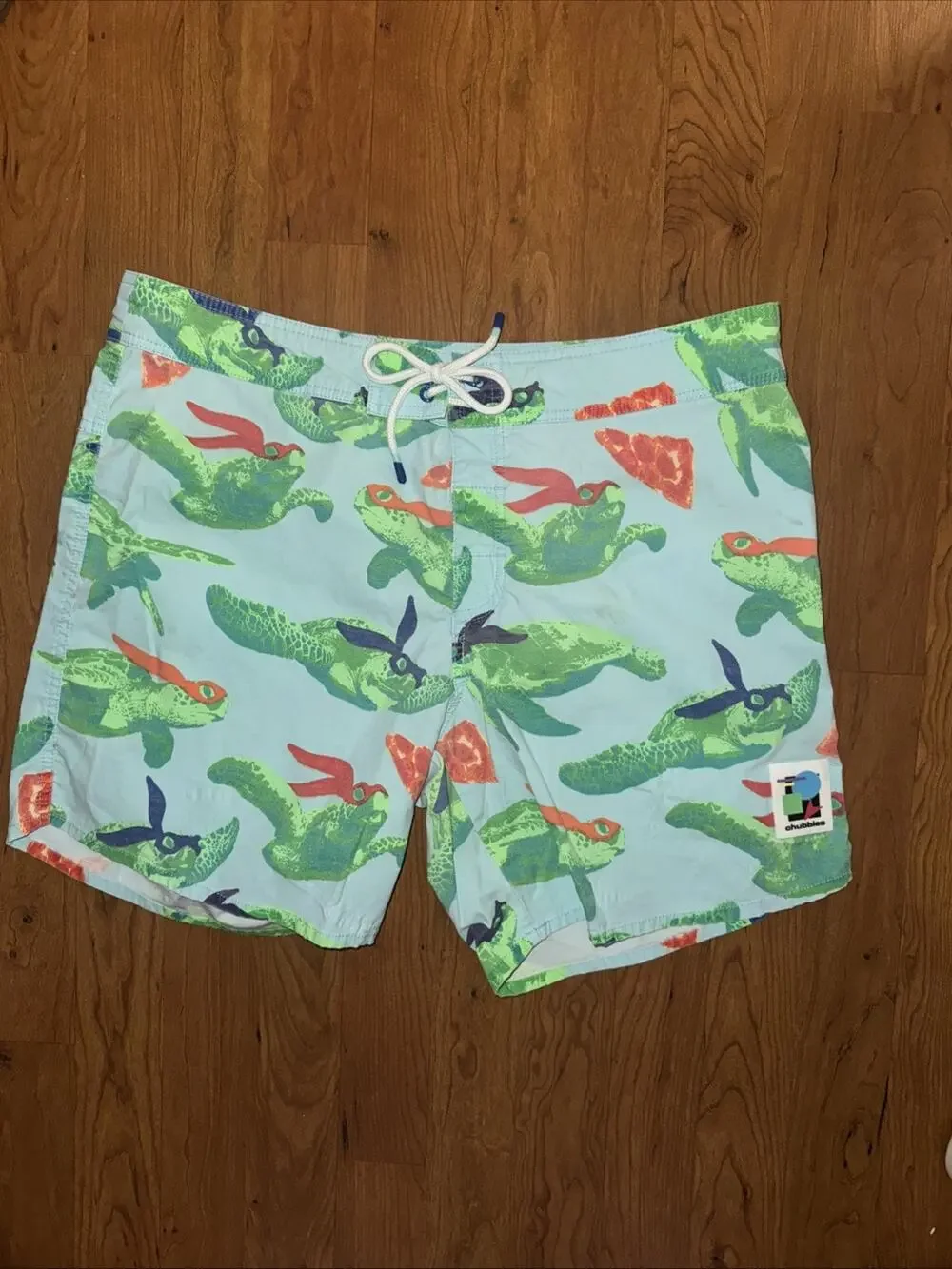 Chubbies The Boardie Ninja Turtles With Pizza Swim Shorts Men’s 35 No Liner